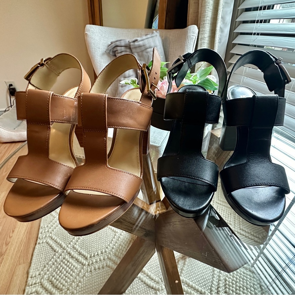 Michael Kors new sandals . Tan and black . Size 7.5 .